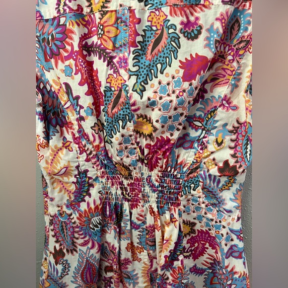 New DEREK LAM 10 CROSBY Paisley Mini Shirtdress In Coral Multi Size 2 - Picture 7 of 14